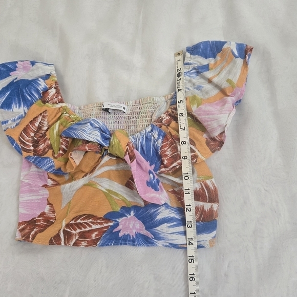 Zara Linen Fiesta Tropical Crop Top Size S Summer Beach Festival - Picture 13 of 13